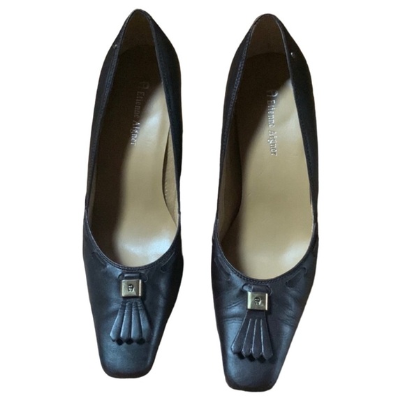 Etienne Aigner brown leather Omaha heels with tassels Size 7 - Picture 1 of 10